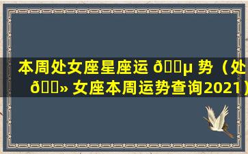 本周处女座星座运 🐵 势（处 🌻 女座本周运势查询2021）